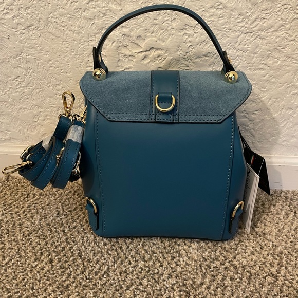 Viola Castellani New Leather Crossbody Satchel convertible Bag backpack - Picture 4 of 9